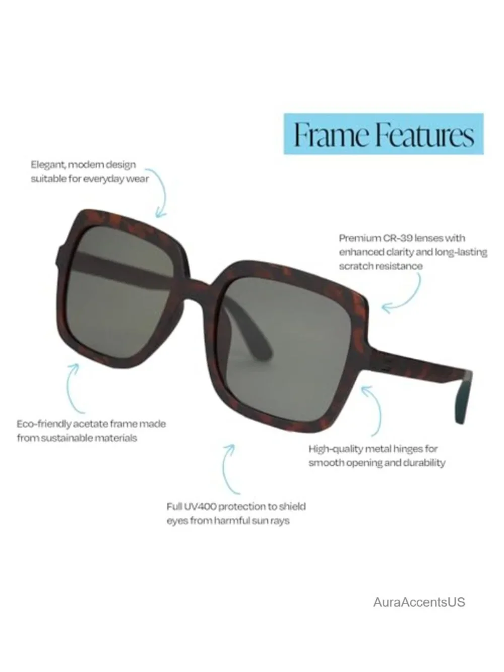 Square Polarized Sunglasses with UV Protection Full Frame
